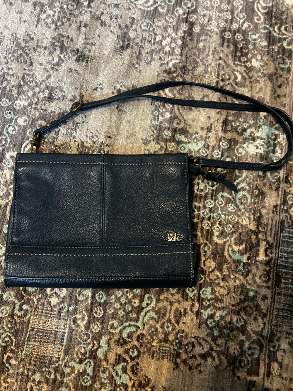 The Sak Blue Leather Crossbody Messenger